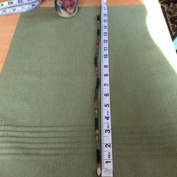 Multicolored Necklace Possibly Tourmaline Vintage Green Pink - Picture 8 of 12